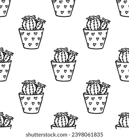 Seamless pattern with cactus doodle for decorative print, wrapping paper, greeting cards and fabric 