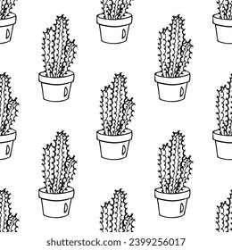 Seamless pattern with cactus doodle for decorative print, wrapping paper, greeting cards and fabric 