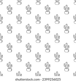 Seamless pattern with cactus doodle for decorative print, wrapping paper, greeting cards and fabric 