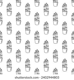 Seamless pattern with cactus doodle for decorative print, wrapping paper, greeting cards and fabric 