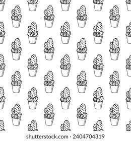 Seamless pattern with cactus doodle for decorative print, wrapping paper, greeting cards and fabric 