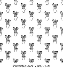 Seamless pattern with cactus doodle for decorative print, wrapping paper, greeting cards and fabric 