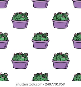 Seamless pattern with cactus doodle for decorative print, wrapping paper, greeting cards and fabric 