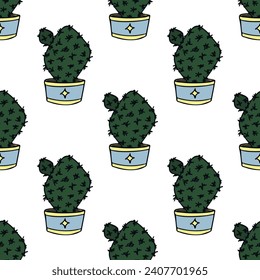 Seamless pattern with cactus doodle for decorative print, wrapping paper, greeting cards and fabric 