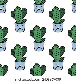 Seamless pattern with cactus doodle for decorative print, wrapping paper, greeting cards and fabric 