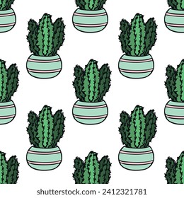 Seamless pattern with cactus doodle for decorative print, wrapping paper, greeting cards and fabric 