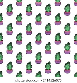 Seamless pattern with cactus doodle for decorative print, wrapping paper, greeting cards and fabric 