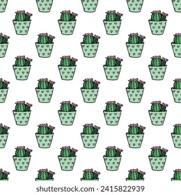 Seamless pattern with cactus doodle for decorative print, wrapping paper, greeting cards and fabric 