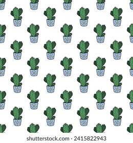 Seamless pattern with cactus doodle for decorative print, wrapping paper, greeting cards and fabric 