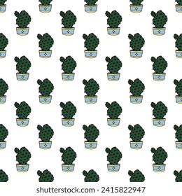 Seamless pattern with cactus doodle for decorative print, wrapping paper, greeting cards and fabric 