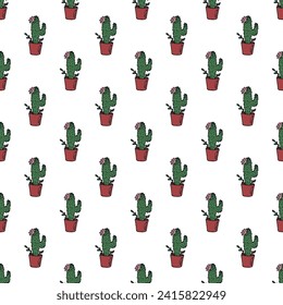 Patrón sin fisuras con doodle cactus para impresión decorativa, papel de envoltura, tarjetas de felicitación y tela 