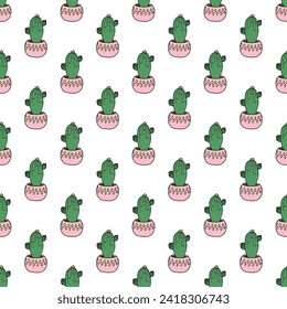 Seamless pattern with cactus doodle for decorative print, wrapping paper, greeting cards and fabric 