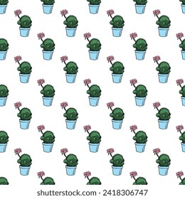 Seamless pattern with cactus doodle for decorative print, wrapping paper, greeting cards and fabric 