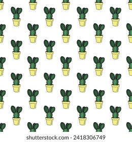 Seamless pattern with cactus doodle for decorative print, wrapping paper, greeting cards and fabric 