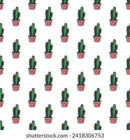 Seamless pattern with cactus doodle for decorative print, wrapping paper, greeting cards and fabric 