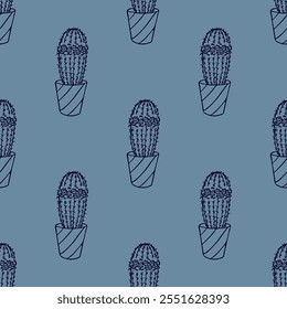 Seamless pattern with cactus doodle for decorative print, wrapping paper, greeting cards and fabric 