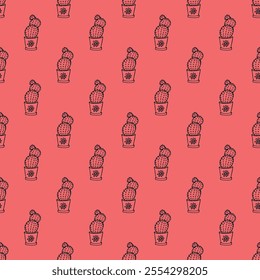 Seamless pattern with cactus doodle for decorative print, wrapping paper, greeting cards and fabric 