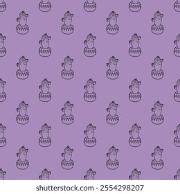 Seamless pattern with cactus doodle for decorative print, wrapping paper, greeting cards and fabric 