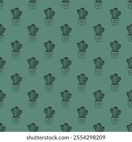 Seamless pattern with cactus doodle for decorative print, wrapping paper, greeting cards and fabric 