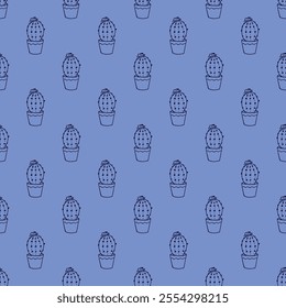 Seamless pattern with cactus doodle for decorative print, wrapping paper, greeting cards and fabric 