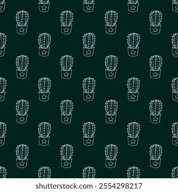 Seamless pattern with cactus doodle for decorative print, wrapping paper, greeting cards and fabric 