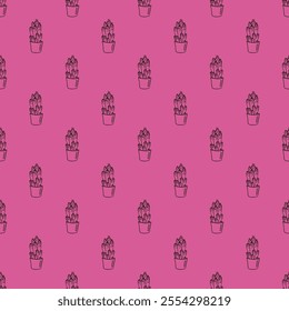 Seamless pattern with cactus doodle for decorative print, wrapping paper, greeting cards and fabric 