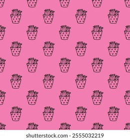 Seamless pattern with cactus doodle for decorative print, wrapping paper, greeting cards and fabric 