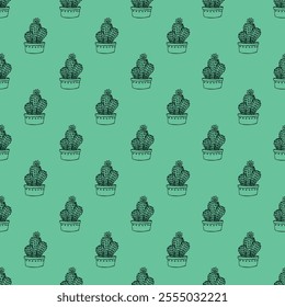 Seamless pattern with cactus doodle for decorative print, wrapping paper, greeting cards and fabric 