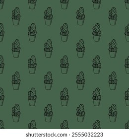 Seamless pattern with cactus doodle for decorative print, wrapping paper, greeting cards and fabric 