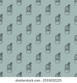 Seamless pattern with cactus doodle for decorative print, wrapping paper, greeting cards and fabric 