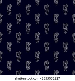 Seamless pattern with cactus doodle for decorative print, wrapping paper, greeting cards and fabric 