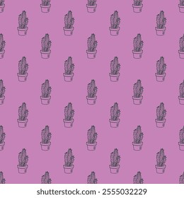 Seamless pattern with cactus doodle for decorative print, wrapping paper, greeting cards and fabric 