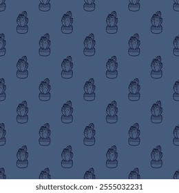 Seamless pattern with cactus doodle for decorative print, wrapping paper, greeting cards and fabric 