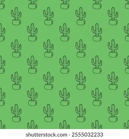 Seamless pattern with cactus doodle for decorative print, wrapping paper, greeting cards and fabric 