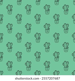 Seamless pattern with cactus doodle for decorative print, wrapping paper, greeting cards and fabric 