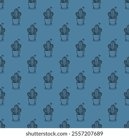 Seamless pattern with cactus doodle for decorative print, wrapping paper, greeting cards and fabric 