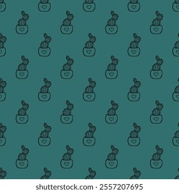 Seamless pattern with cactus doodle for decorative print, wrapping paper, greeting cards and fabric 