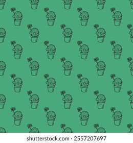 Seamless pattern with cactus doodle for decorative print, wrapping paper, greeting cards and fabric 