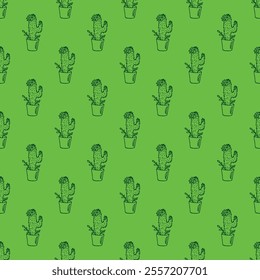 Seamless pattern with cactus doodle for decorative print, wrapping paper, greeting cards and fabric 