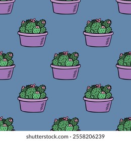 Seamless pattern with cactus doodle for decorative print, wrapping paper, greeting cards and fabric 