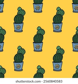 Seamless pattern with cactus doodle for decorative print, wrapping paper, greeting cards and fabric 