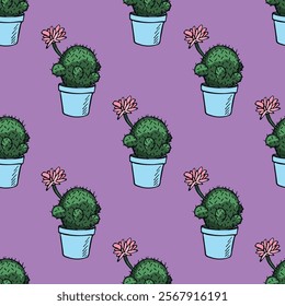 Seamless pattern with cactus doodle for decorative print, wrapping paper, greeting cards and fabric 