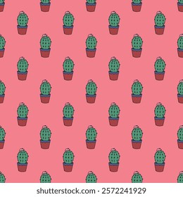 Seamless pattern with cactus doodle for decorative print, wrapping paper, greeting cards and fabric 