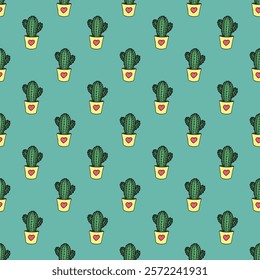 Seamless pattern with cactus doodle for decorative print, wrapping paper, greeting cards and fabric 