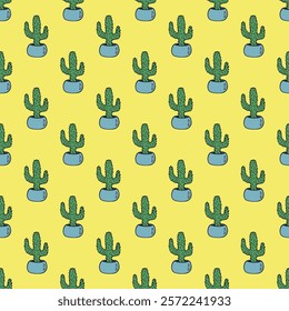 Seamless pattern with cactus doodle for decorative print, wrapping paper, greeting cards and fabric 