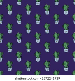 Seamless pattern with cactus doodle for decorative print, wrapping paper, greeting cards and fabric 