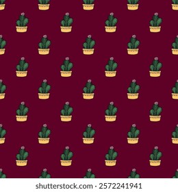 Seamless pattern with cactus doodle for decorative print, wrapping paper, greeting cards and fabric 