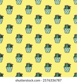 Seamless pattern with cactus doodle for decorative print, wrapping paper, greeting cards and fabric 