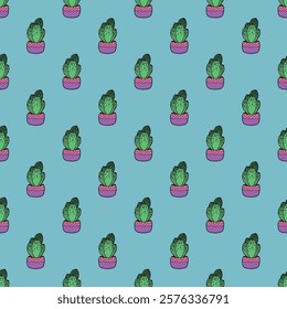 Seamless pattern with cactus doodle for decorative print, wrapping paper, greeting cards and fabric 