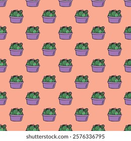 Seamless pattern with cactus doodle for decorative print, wrapping paper, greeting cards and fabric 